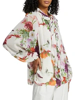 Galen Floral Tie-Neck Blouse