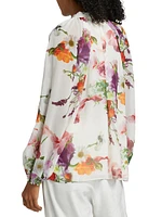 Galen Floral Tie-Neck Blouse