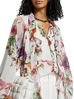 Galen Floral Tie-Neck Blouse