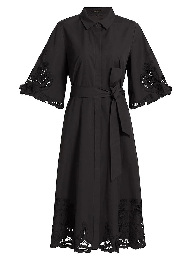 Monty Cotton Poplin Tie-Waist Midi-Shirtdress