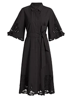 Monty Cotton Poplin Tie-Waist Midi-Shirtdress