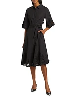 Monty Cotton Poplin Tie-Waist Midi-Shirtdress