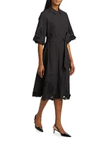 Monty Cotton Poplin Tie-Waist Midi-Shirtdress