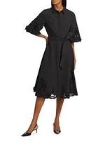 Monty Cotton Poplin Tie-Waist Midi-Shirtdress