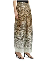 Ombré Animal-Print Satin Straight-Leg Pants