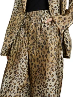 Ombré Animal-Print Satin Straight-Leg Pants