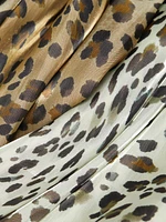 Ombré Animal-Print Satin Straight-Leg Pants