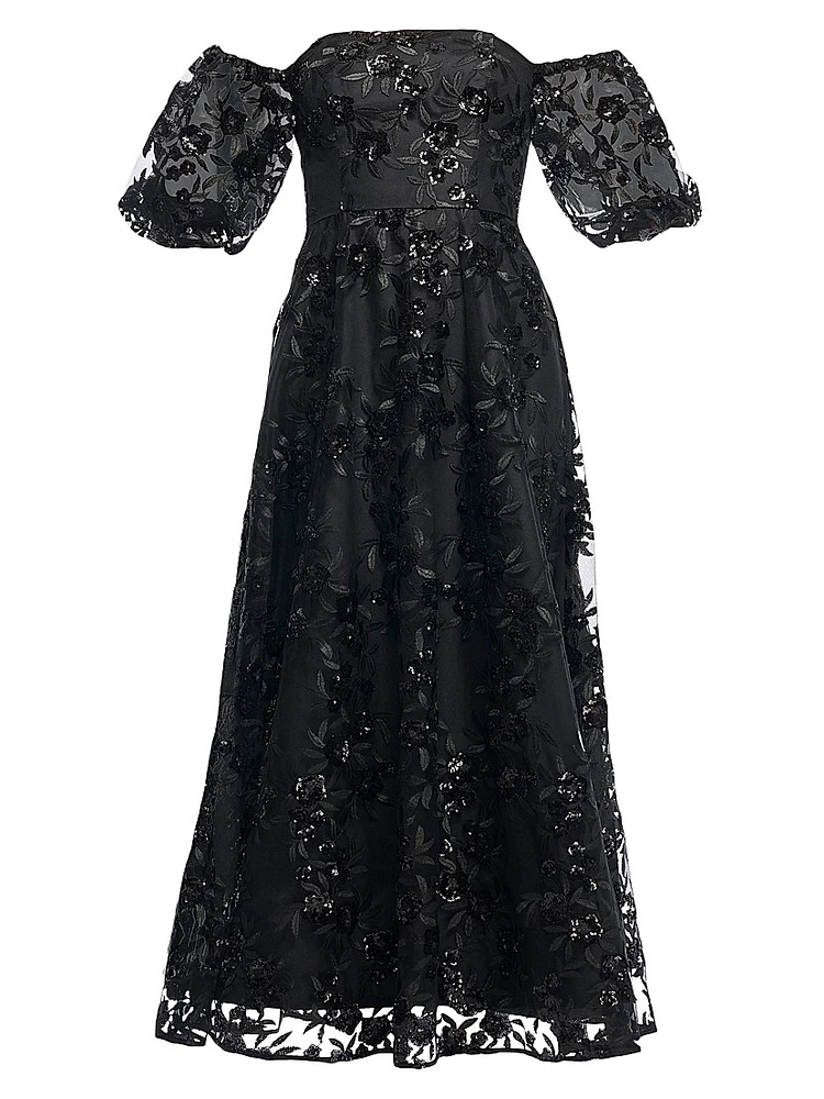 Marcus Sequined Floral Evening Dress
