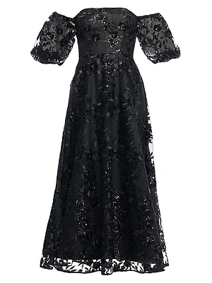 Marcus Sequined Floral Evening Dress