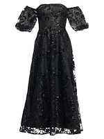 Marcus Sequined Floral Evening Dress
