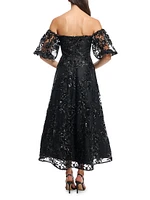 Marcus Sequined Floral Evening Dress