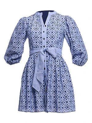 Rainey Linen & Cotton Tie-Waist Minidress