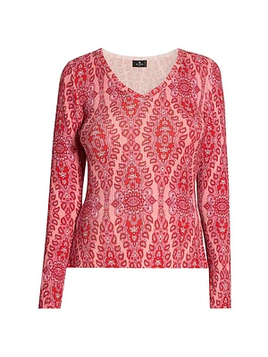 Medallion V-Neck Top