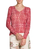 Medallion V-Neck Top