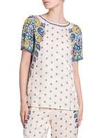 Medallion Short-Sleeve Blouse