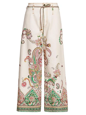 Paisley Bordura Wide-Leg Jeans