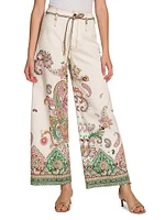Paisley Bordura Wide-Leg Jeans