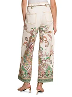 Paisley Bordura Wide-Leg Jeans