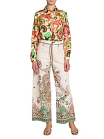 Paisley Bordura Wide-Leg Jeans