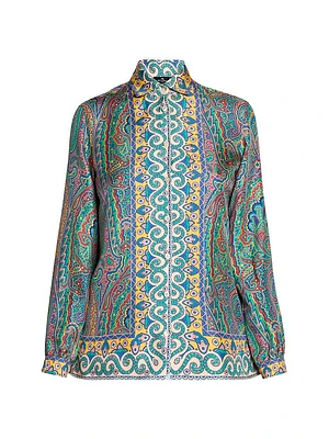 Arnica Print Silk Twill Blouse