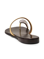30th Anniversary Crystal-Embellished Toe Ring Metallic Leather Sandals