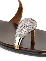 30th Anniversary Crystal-Embellished Toe Ring Metallic Leather Sandals