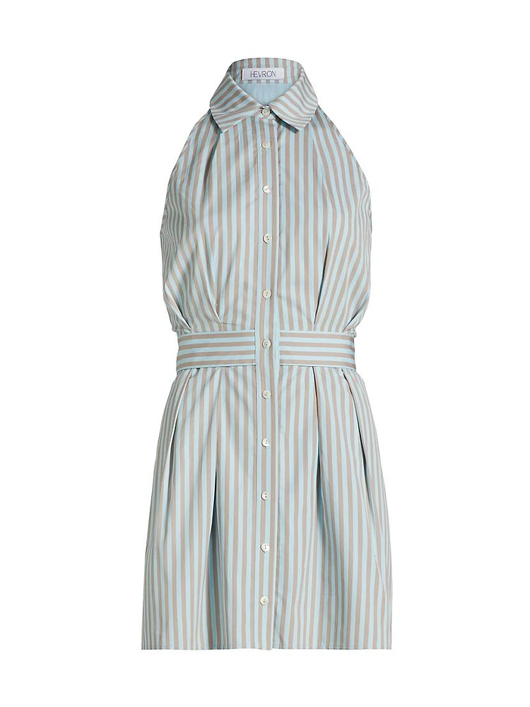 Domino Striped Cotton Sleeveless Minidress