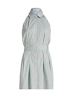 Domino Striped Cotton Sleeveless Minidress