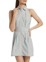 Domino Striped Cotton Sleeveless Minidress