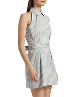 Domino Striped Cotton Sleeveless Minidress