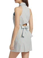 Domino Striped Cotton Sleeveless Minidress