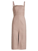 Linen Embroidered Midi-Dress
