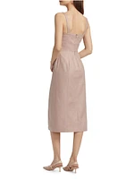 Linen Embroidered Midi-Dress