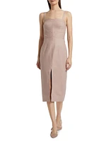 Linen Embroidered Midi-Dress