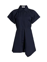 Julie Asymmetric Cotton Mini-Shirtdress