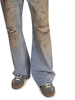 Penicillin Distressed Boot-Cut Jeans