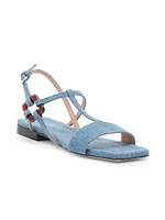 Between the Lines Denim T-Strap Sandals