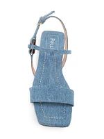 Between the Lines Denim T-Strap Sandals