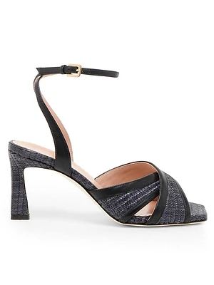 Crossover 75MM Raffia & Leather Sandals