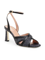 Crossover 75MM Raffia & Leather Sandals