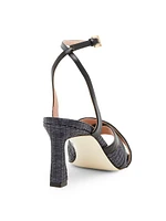 Crossover 75MM Raffia & Leather Sandals