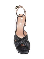 Crossover 75MM Raffia & Leather Sandals