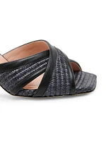 Crossover 75MM Raffia & Leather Sandals