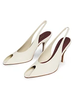 Hamal 85MM Patent Leather Peep-Toe Slingback Pumps