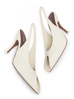 Hamal 85MM Patent Leather Peep-Toe Slingback Pumps