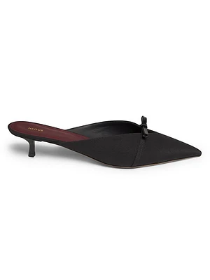 Mira 40MM Bow-Detailed Crepe de Chine Mules