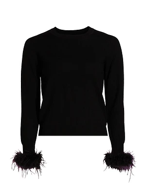 Tina Feather-Trim Wool Sweater