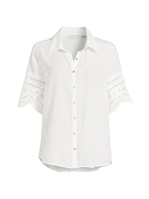 Shamaya Eyelet-Trimmed Swim Cover-Up Top
