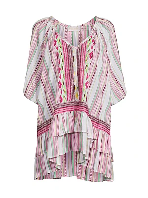 Hensley Striped Cotton Cover-Up Minidress