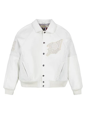 Gold Club Logo Patch Leather Jacket
